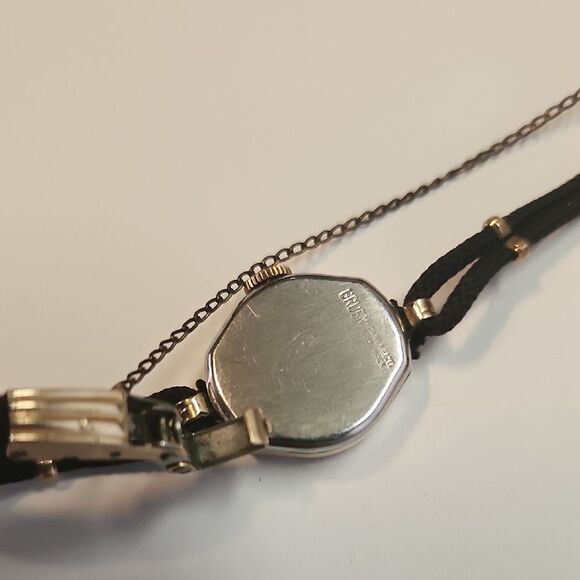 Vintage Gruen 10K Gold Filled Watch 1940s Safety Chain Veri Thin main image 5